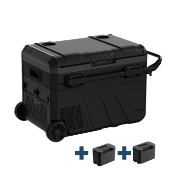Evolar Elektrischer Kompressor Kühlbox - 35L - 12V/230V - Inklusive 2 Batterien - Mit Rädern und Griff - Schwarz
