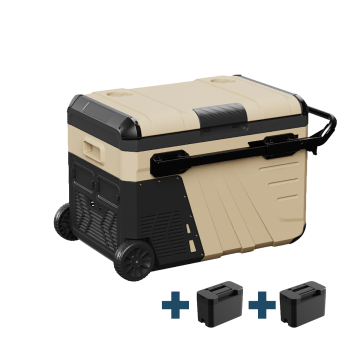 Evolar Elektrischer Kompressor Kühlbox - 35L - 12V/230V - Inklusive 2 Batterien - Mit Rädern und Griff - Khaki